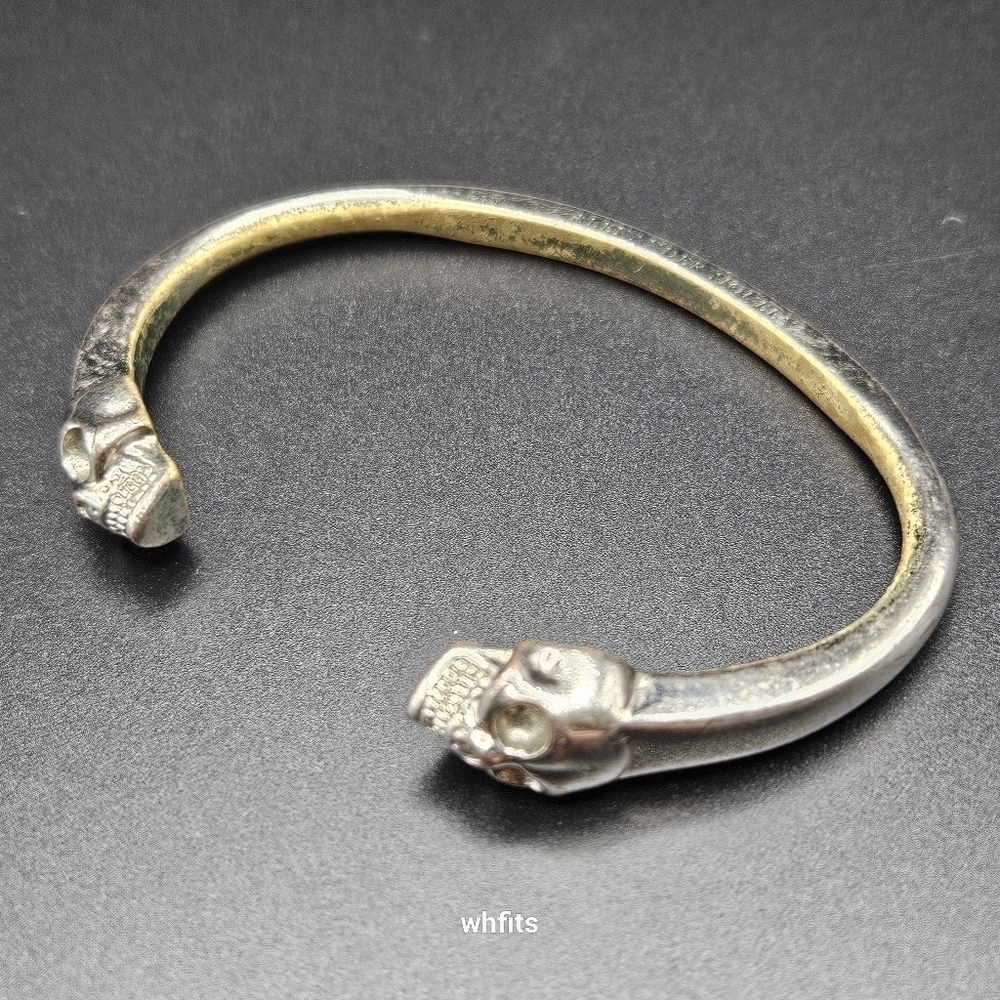 Alexander McQueen Double Skull Vintage Metal Bangle
